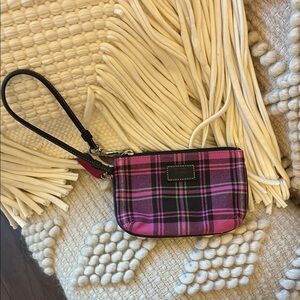 Coach Plaid Pink Wristlet